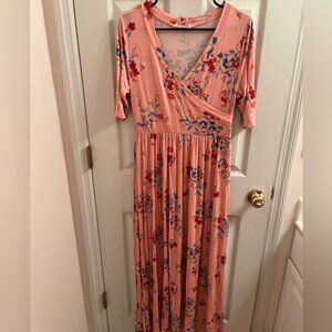 Pink Floral Boutique Maxi Dress (Medium)
